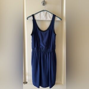 Club Monaco, Women’s Silk Dress with Pockets, Dark Blue, Size 00